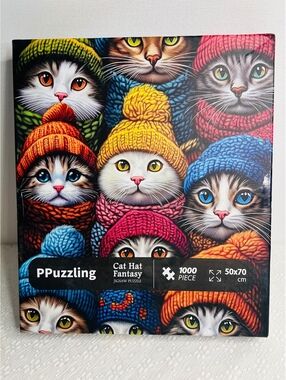 Cat Hat Fantasy 1000 jigsaw puzzle Cat Lover Funny Faces letters to sort